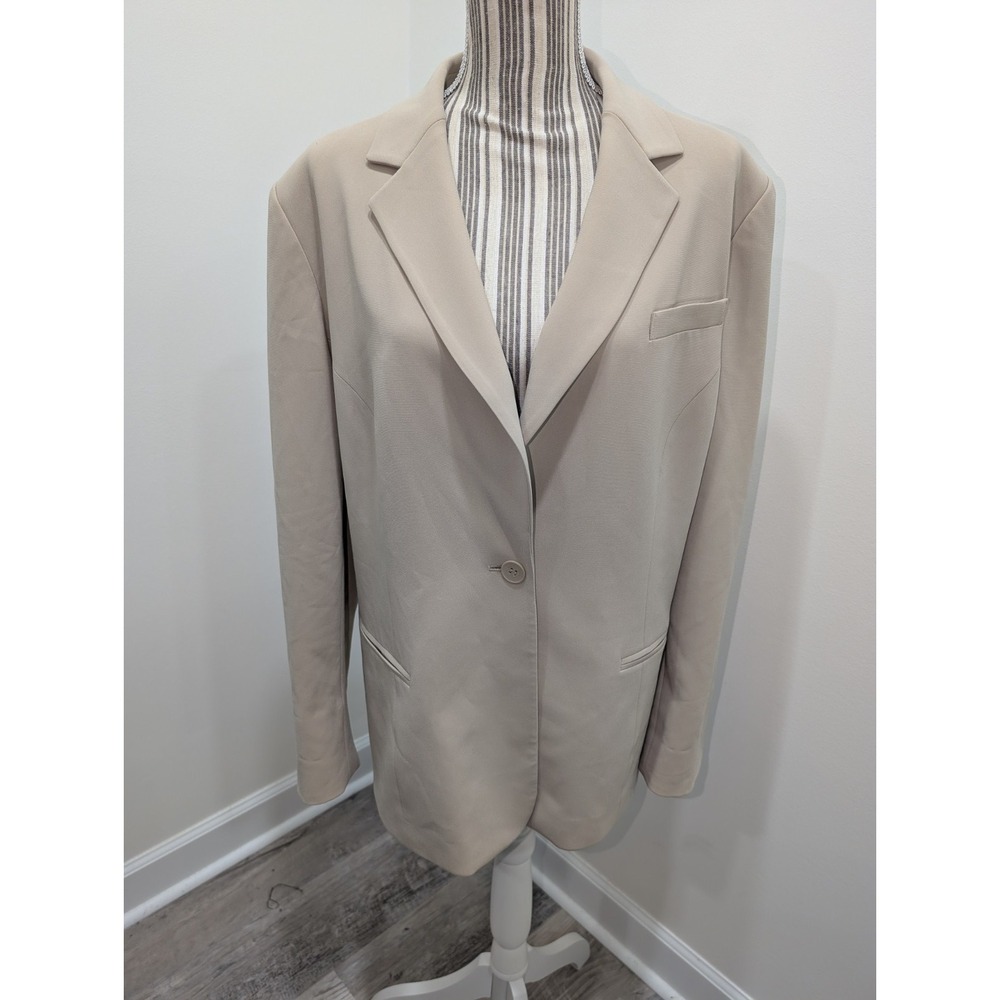 Jones New York Platinum Woman Beige Notched Preppy Beige Blazer Single Breasted